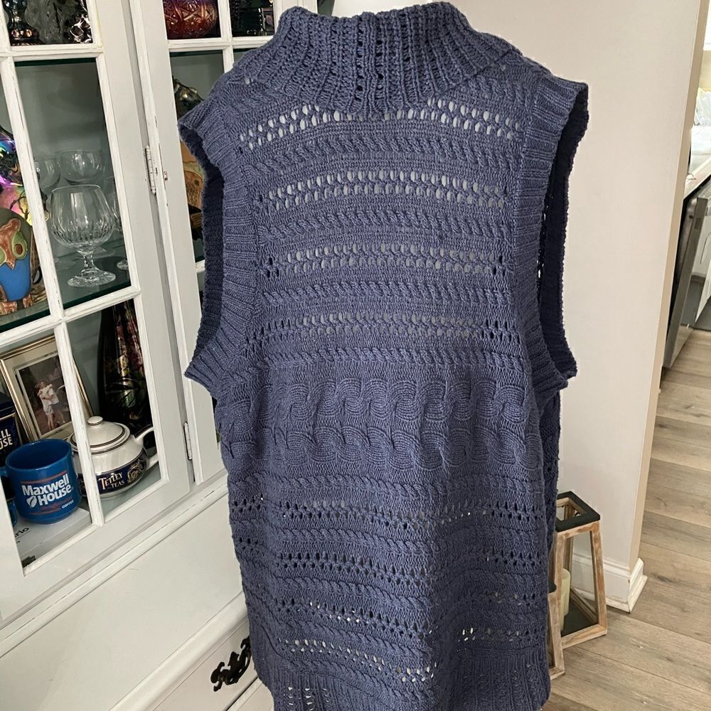 Sleeveless Cardigan Sweater Blue  Sz 2X  Sonoma - Picture 5 of 8